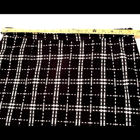 Black & white plaid mini wool blend pencil skirt white lace at finish line US 12 - Picture 7 of 11
